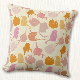 Cojín Decorativo Naranja rosa del patrón de gato moderno