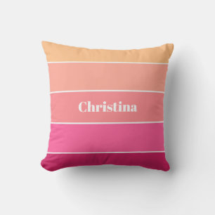 Cojín Decorativo Naranja rosa Personalizado franjas de bloque de co