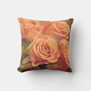 Cojín Decorativo Naranja Rosas de coral vivo