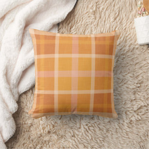 Cojín Decorativo Naranja Rústico Otoño Caída Tartán Trow Pil