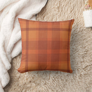 Cojín Decorativo Naranja Rústico Otoño Otoño Tartán
