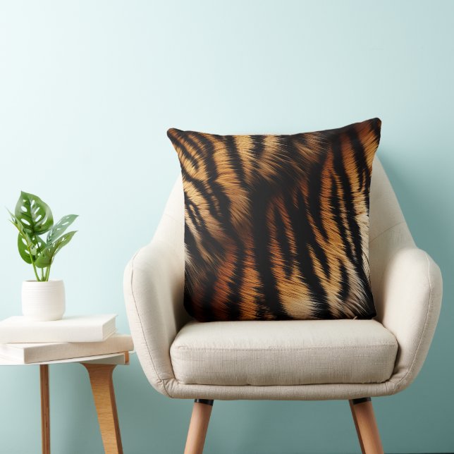 Cojín Decorativo Naranja Safari Tigre Negro (Silla)