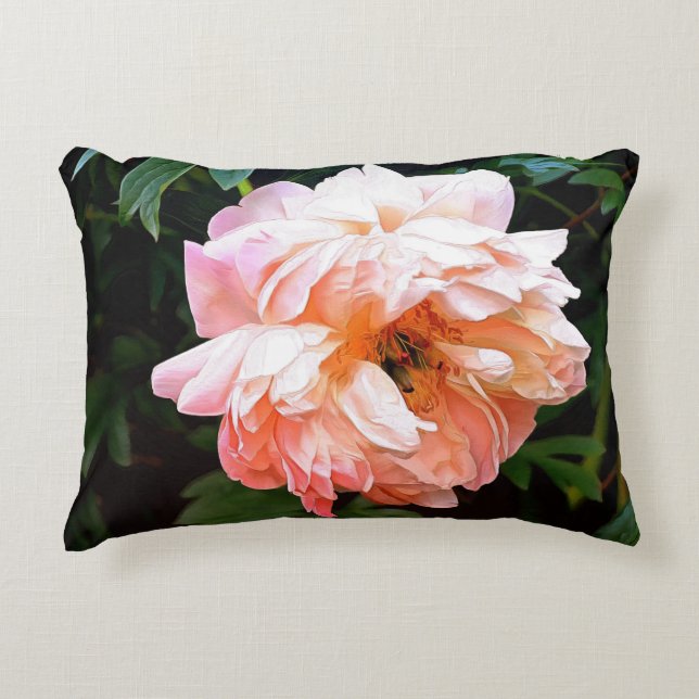 Cojín Decorativo Naranja Sherbert Romantic Peony (Anverso)