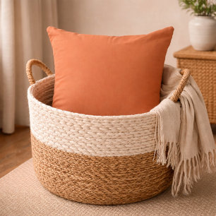 Cojín Decorativo Naranja Sólido de Terracota Quemada Acento