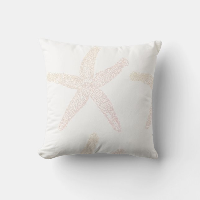 Cojín Decorativo Naranja Starfish Coastal Beach White Light Pastel (Anverso)