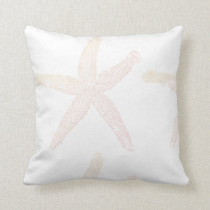 Cojín Decorativo Naranja Starfish Coastal Beach White Light Pastel