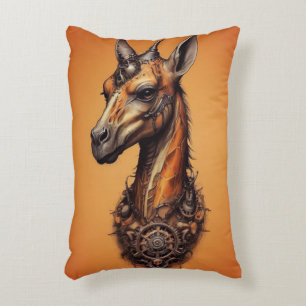 Cojín Decorativo Naranja Steampunk Giraffe,
