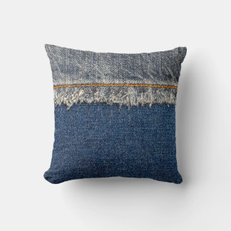 Cojín Decorativo Naranja Stitch, Parche De Doble Denim.