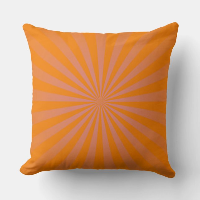 Cojín Decorativo Naranja Sun Funky Rays Retro Stripes (Anverso)