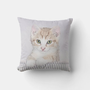 Cojín Decorativo Naranja Tabby Kitten Pintura - Arte Gato Original