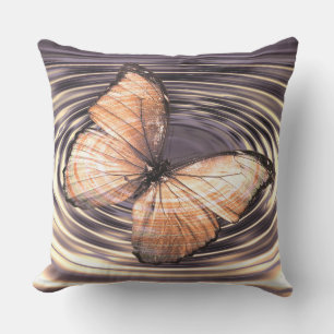 Cojín Decorativo Naranja Tangerina Mariposa Rípticas