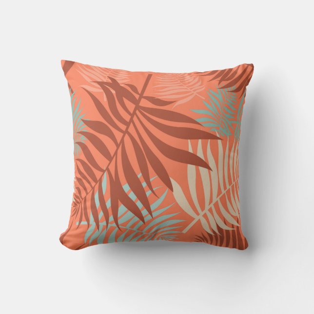 Cojín decorativo naranja Tangerine Leaves (Anverso)