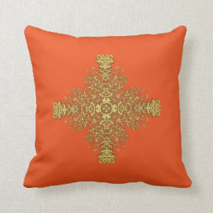 Cojín Decorativo Naranja Tangerino Mezcla de Oro Vintage Dámpara F