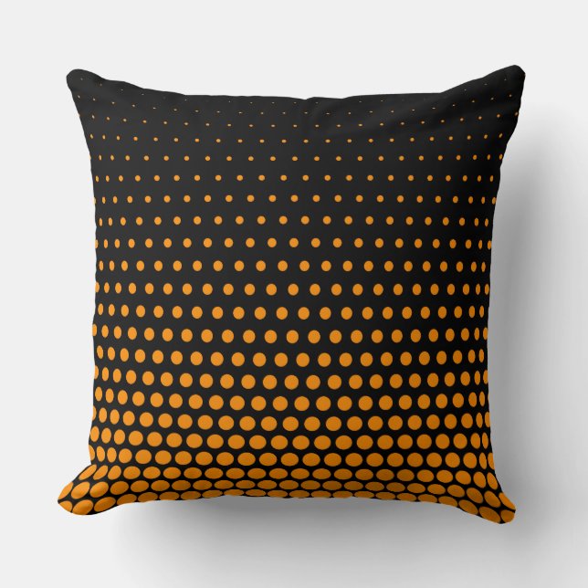 Cojín Decorativo Naranja Techno Dots Modern Black (Anverso)