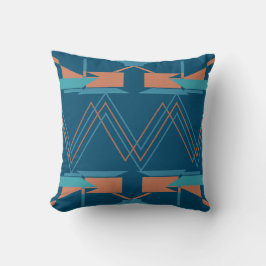 Cojín Decorativo Naranja turquesa Oscuro Azul Zig-zag Aspecto Suroe