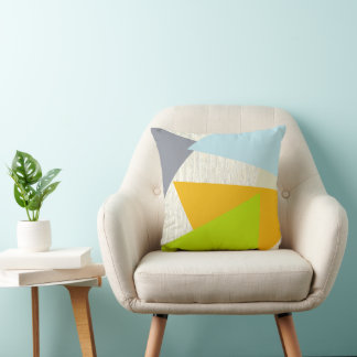 Cojín Decorativo Naranja verde amarillo y geométrica moderna tan si