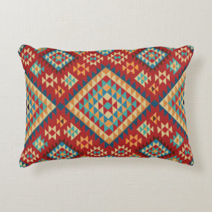 Cojín Decorativo Naranja Verde azulado azul rojo Kilim oriental ama