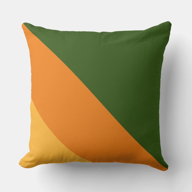 Cojín Decorativo Naranja verde del bosque retro rayas amarillas dor (Anverso)