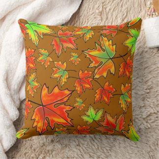 Cojín Decorativo Naranja verde rojo otoño hojas de arce