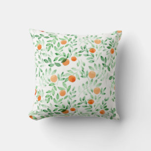 Cojín Decorativo Naranja verde Tangerine Provence acuarela