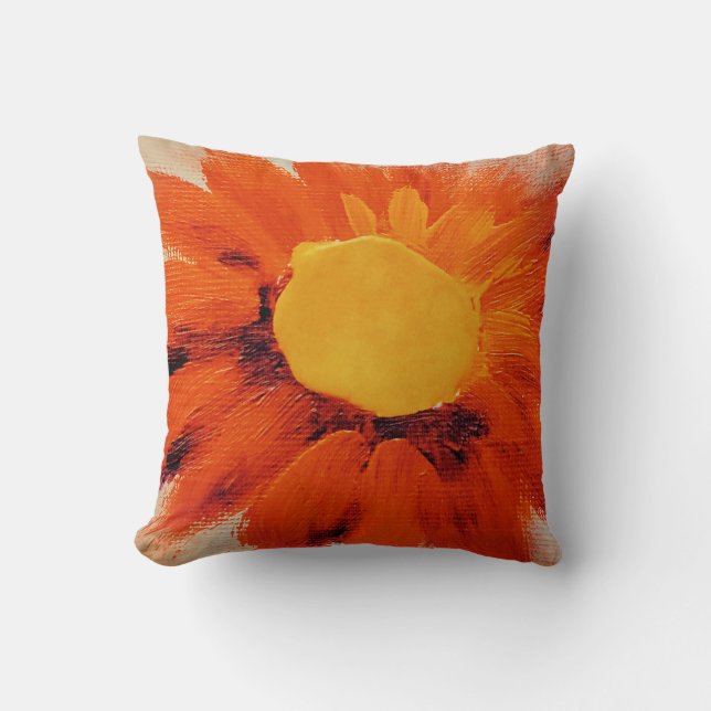 Cojín Decorativo Naranja vibrante girasol (Anverso)