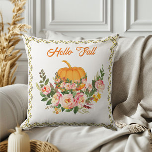 Cojín Decorativo Naranja vibrante Hola Rosa de color de calabaza ot