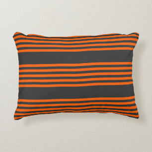Cojín Decorativo Naranja y carbón vegetal cinco rayas
