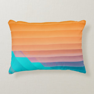 Cojín Decorativo Naranja y ilustracion verde azulado