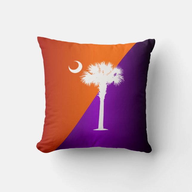 Cojín Decorativo Naranja y morado de Carolina del Sur (Anverso)