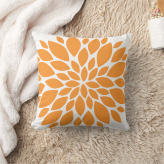 Cojín Decorativo Naranja y ráfaga floral blanca
