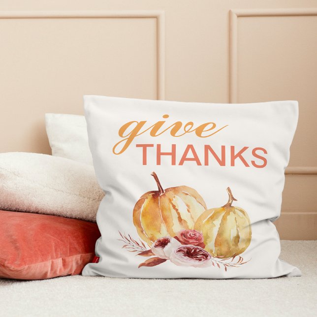 Cojín Decorativo Naranja y Red de moda dan gracias y calabaza (Subido por el creador)