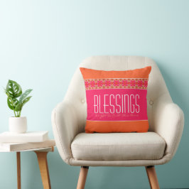 Cojín Decorativo Naranja Y Rosa Brillante