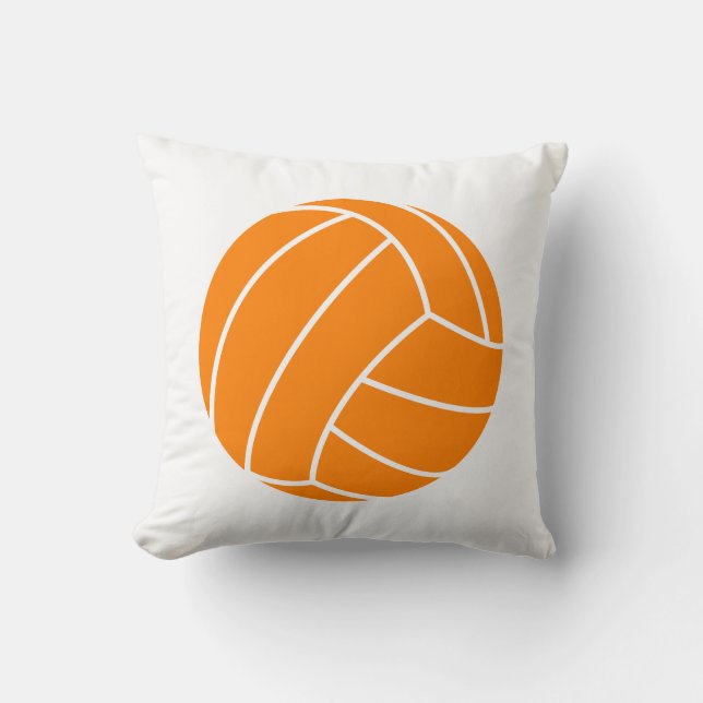 Cojín Decorativo Naranja y voleibol blanco (Anverso)