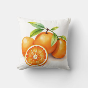 Cojín Decorativo Naranjas de acuarela vibrante