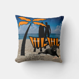 Cojín Decorativo Naranjas de Man Surfing Dog Beach