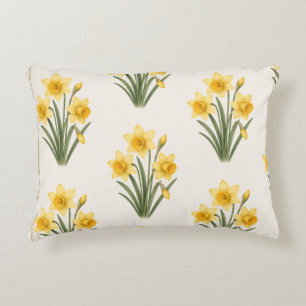 Cojín Decorativo Narciso Botánico, Flor del Mes de Nacimiento de Ma