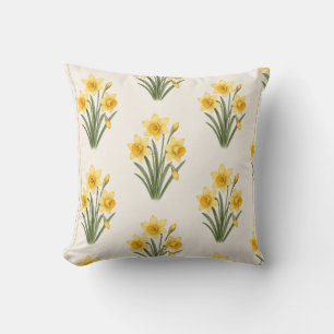Cojín Decorativo Narciso Botánico, Flor del Mes de Nacimiento de Ma