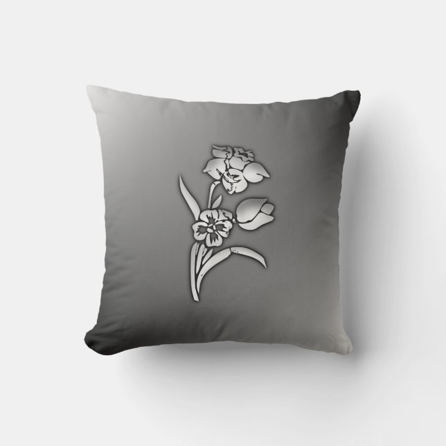 Cojín Decorativo Narciso negro y blanco (Anverso)