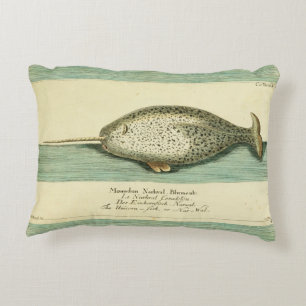 Cojín Decorativo Narwhal Antiguo Whale Watercolor Arte Científico