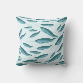 Cojín Decorativo Narwhal en el patrón del océano azul