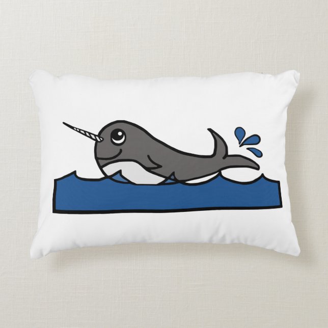Cojín Decorativo Narwhal Splash (Anverso)
