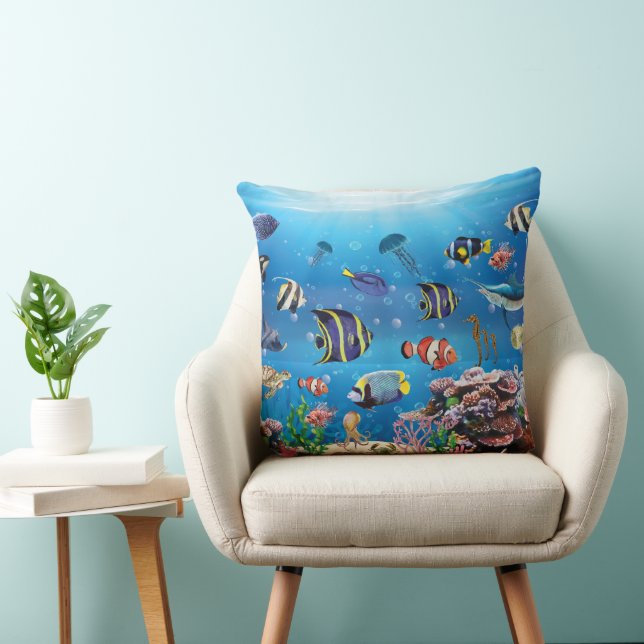 Cojín Decorativo Natación de peces tropicales (Silla)