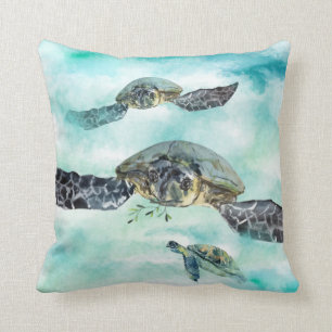 Cojín Decorativo Natación oceánica de tortuga acuática