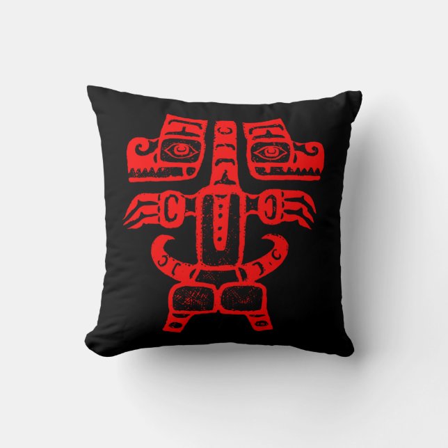 Cojín Decorativo Native American Haida Chilkat Double Bear Tribal (Anverso)