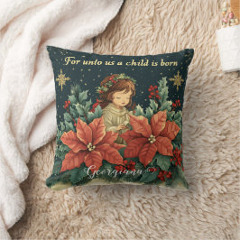 Cojín Decorativo Natividad bíblica personalizada niño y verso