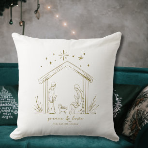 Cojín Decorativo Natividad de Navidad moderna paz amor religioso