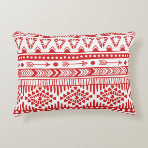 Cojín Decorativo Nativo Americano: Doodle de tinta roja.
