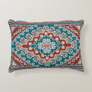 Cojín Decorativo Nativos indígenas norteamericanos de color azul ro