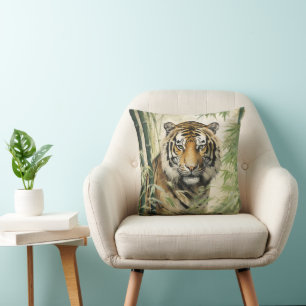 Cojín Decorativo Naturaleza animal Tigre Bamboo