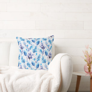 Cojín Decorativo Naturaleza azul acuarela